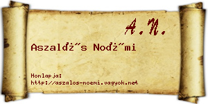 Aszalós Noémi névjegykártya
